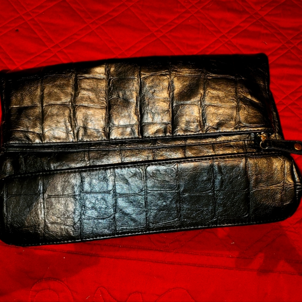 Black leather clutch